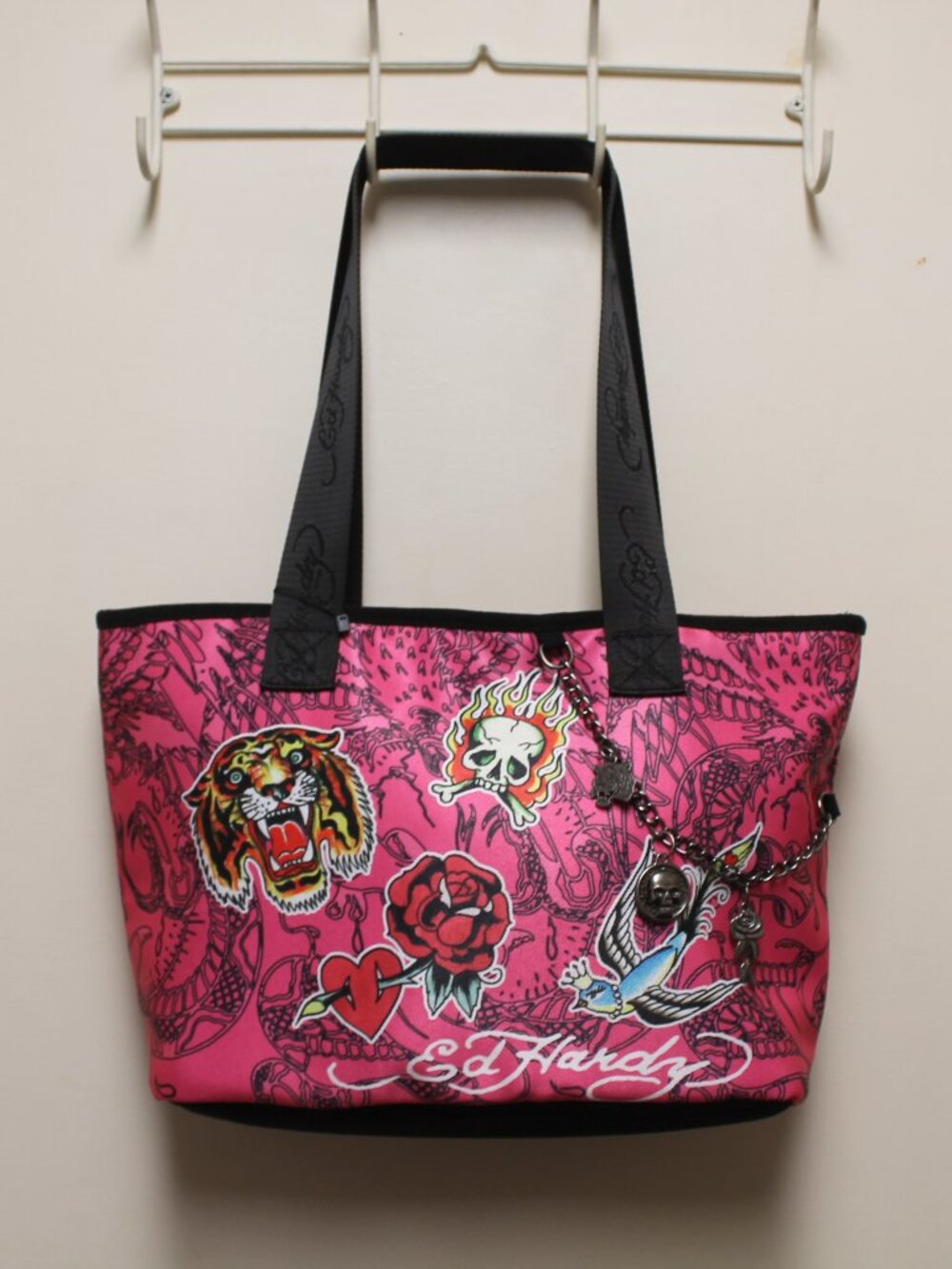 Ed Hardy Tote Bag With Charms NWT